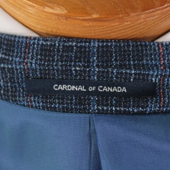 Cardinal of Canada NWT Wool Blend Sport Coat Size 40S US In Blue w/ Coral Plaid